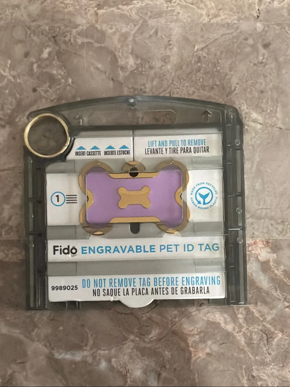 Engravable Pet ID Tag - Purple with Gold Accents